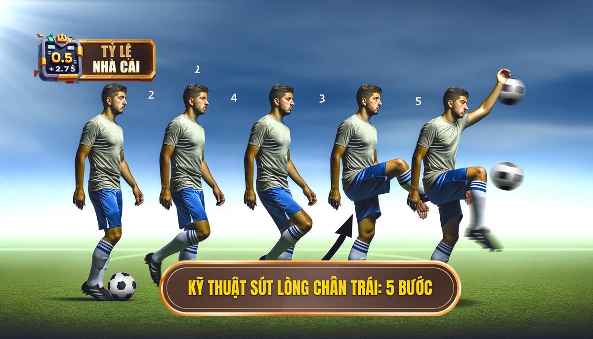 Chi tiết Kỹ thuật sút bóng bằng lòng bàn chân trái_ 5 Giai đoạn Vàng